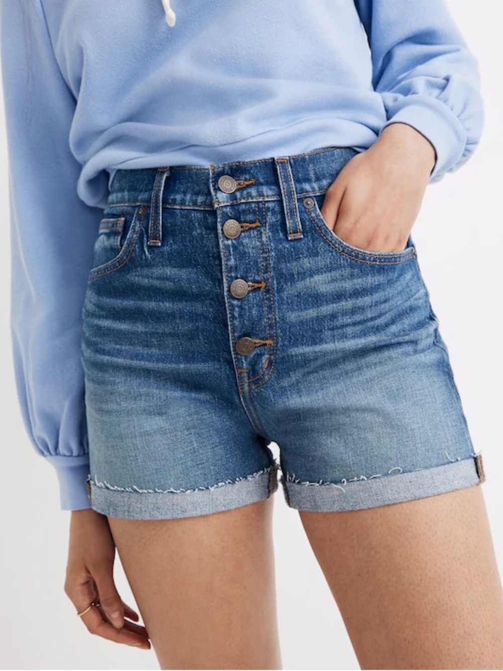 MADEWELL High-Rise Button-Front Jean Shorts